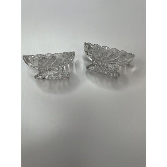Vintage Set of 2 Clear Glass Optic Salt Cellars - Picture 2 of 4
